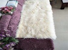 100 REAL TIBETAN FUR MONGOLIAN LAMBSKIN SHEEPSKIN HIDE THROW BLANKET RUG White