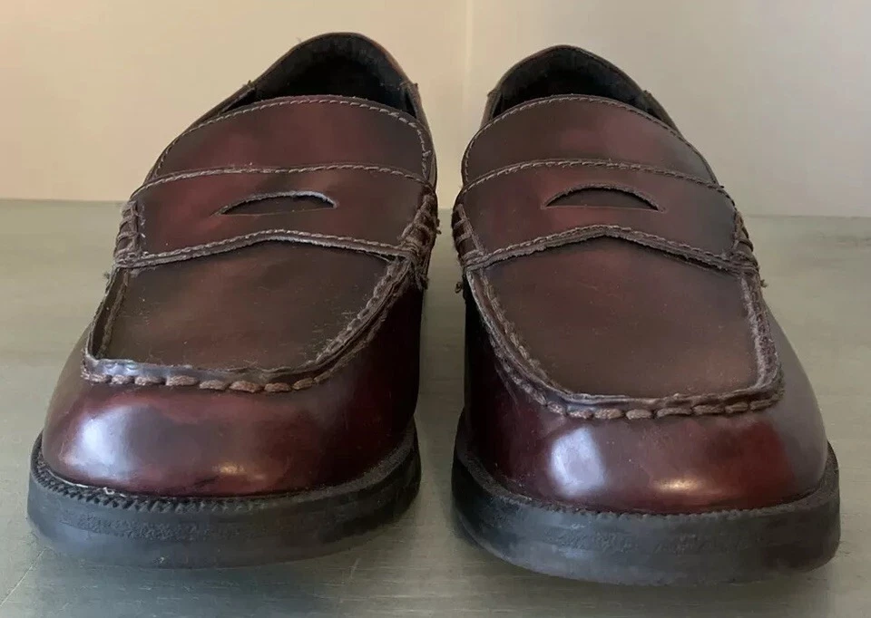 KENNETH COLE REACTION tamanho 6.5M Meninos Couro Marrom Borgonha ER SR PENNY LOAFERS - Imagem 4 de 4