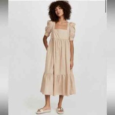 EN SAISON Square Neck Midi Dress Natural Beige Sz-S NWOT