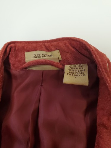 Ruff Hewn Suede Jacket Red With Brass Grommets Office Attire Spring Autumn Weigh - Picture 7 of 10
