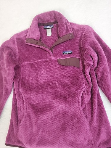 Patagonia Re-Tool Snap-T Fleece Pullover Dark Pink Womens Small Polartec #1259 - Picture 2 of 15
