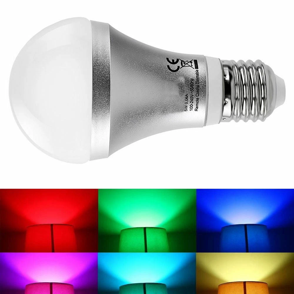E27 B22 RGB 5W Color Cambio Regulable Bombilla LED Lámpara + Libre Control