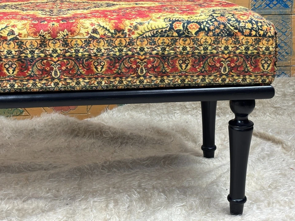 Banco otomano rústico hecho a mano vintage estilo bohemio madera maciza Foto 4 de 4