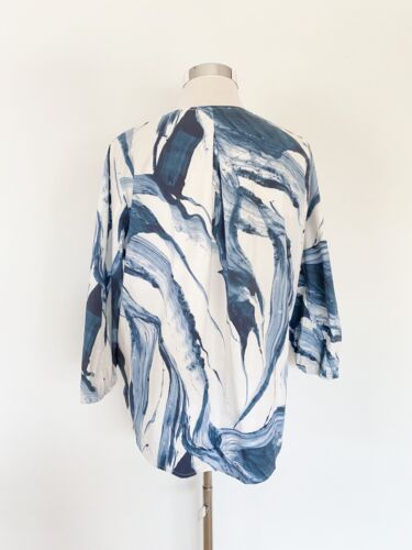 THE ARK blue stretch cotton blend long sleeve hi lo tunic top / sz L / 14, 16 - Picture 5 of 8