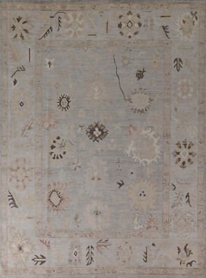 Vegetable Dye Traditional Oushak Floral Turkish Handmade Wool Area Rug 8'x10'