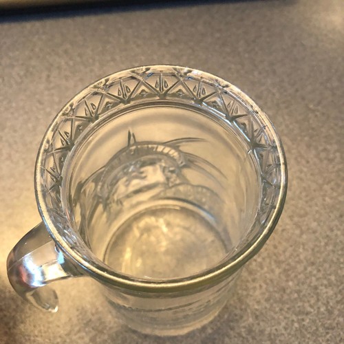 Vintage 1985 ANCHOR HOCKING Large Glass Statue Of Libery Mug Cup Embossed - Picture 6 of 8