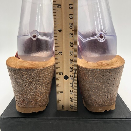 Yokono Rust Suede Wedge Sandals Women’s Size 7.5 Comfort Cork Sole Slides - Imagen 7 de 10