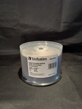 Verbatim Inkjet Printable DVD-R 8x 4.7gb - 50 Pack - BRAND NEW - SEALED (#94854)