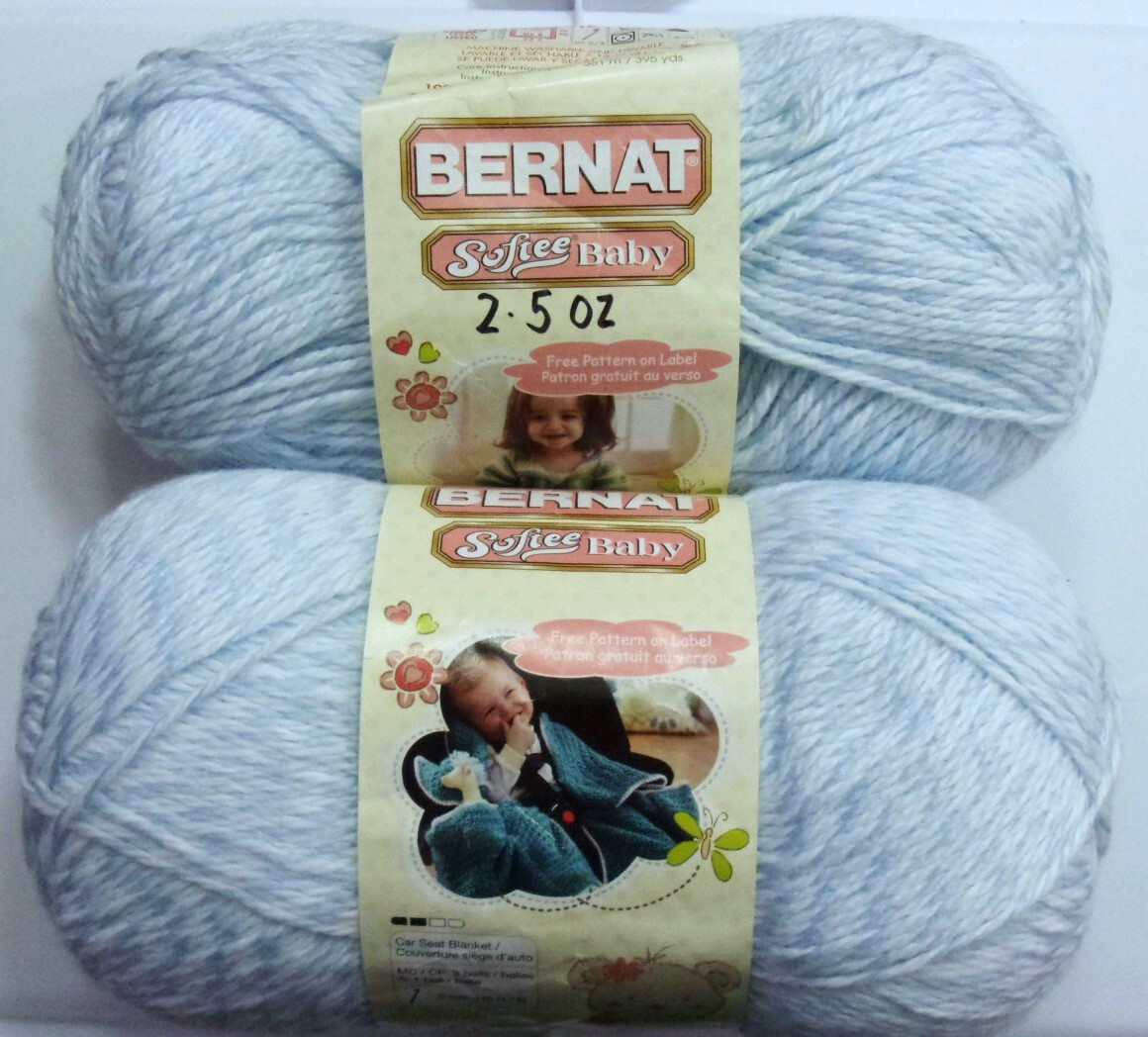 Lot of 2 Bernat Softee Baby Yarn (5 oz+2.5 oz), Baby Denim Marl, Same
