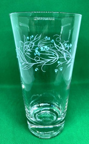 Vintage Homer Laughlin Celeste 12 Oz Tumbler Clear Glass Blue Bud Gray Leaf - Picture 4 of 8