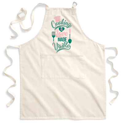 Unisex Kochen ist Liebe sichtbar Baumwolle Schürze Spruch Valentinstag Geschenke