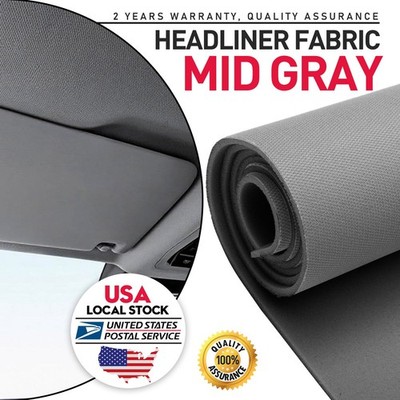 60'' (W) Flat Kit Headliner Fabric Foam Backed Car Roof Liner Upholstery Mid Gray