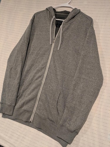 ONeill Gray Blank Full Zip-Up Hoodie Mens XL 24x33 Drawstrings - Picture 2 of 10