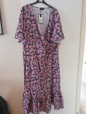 Ladies Curvewow black and pink Wrap dress size 22 bnwt