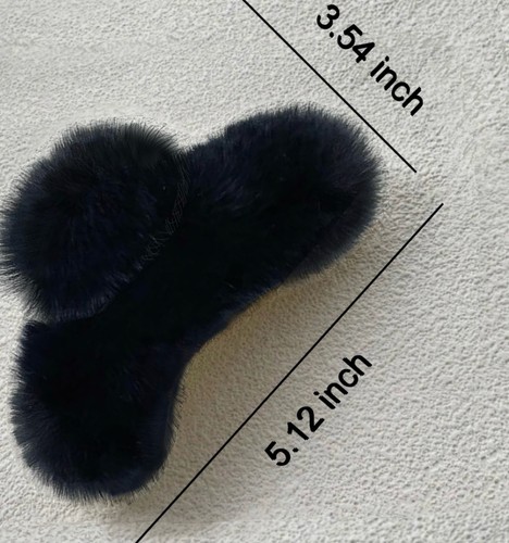 5” Large Faux Fur Hair Claw Clip Winter Fluffy Nonslip Hold Big Jaw Clamp Black - Picture 3 of 7