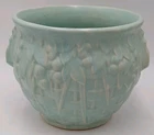 Vtg Nelson McCoy Leaves & Berries Basketweave Seafoam 10.5" Dia Jardiniere