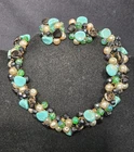 Vintage Alice Caviness Demi Parure Necklace Earrings Set ~Faux Turquoise Beaded