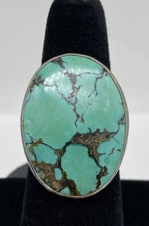 925 Sterling Silver Turquoise Size 6 3/4 Ring 11.9g