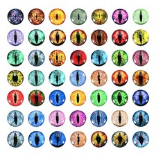 15mm Dragon Eyes, 100 Pcs Round Glass Eyes Animals Crochet Eyes, Mixed Colors