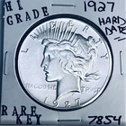 1927 P PEACE SILVER DOLLAR HI GRADE GENUINE U.S. MINT RARE KEY COIN 7854