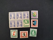 Suisse Helvetia lot 10 timbres Neufs, bloc 2x3 Armoiries (1941-1960)