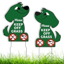 2 PC Keep Off Grass Signs - 8x12 Double Sided Coroplast - Please Pick Up Afte...