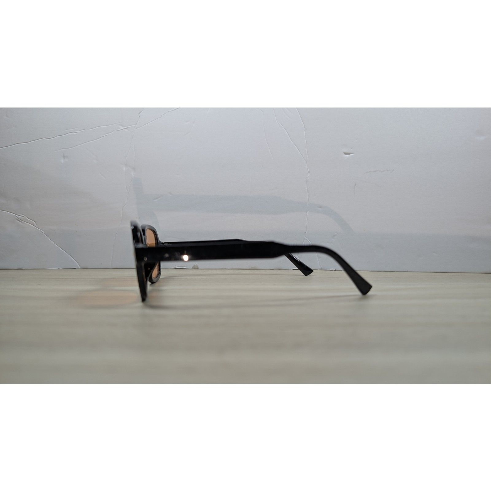 Black Rectangular Sunglasses Amber Brown Lens Ret… - image 3