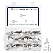 Shoulder Eye Bolt with Washers & Nuts (M10x50mm) 10Set, 304 Stainless Steel