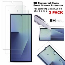 3X For Galaxy Z Fold7/6/5/4/3 Transparent Tempered Glass Front Screen Protector