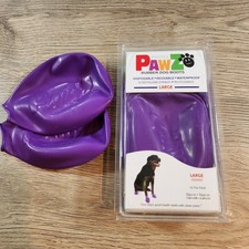 PawZ Large Rubber Dog Boots Purple 11 Pack Waterproof Reusable Dog Booties OPEN