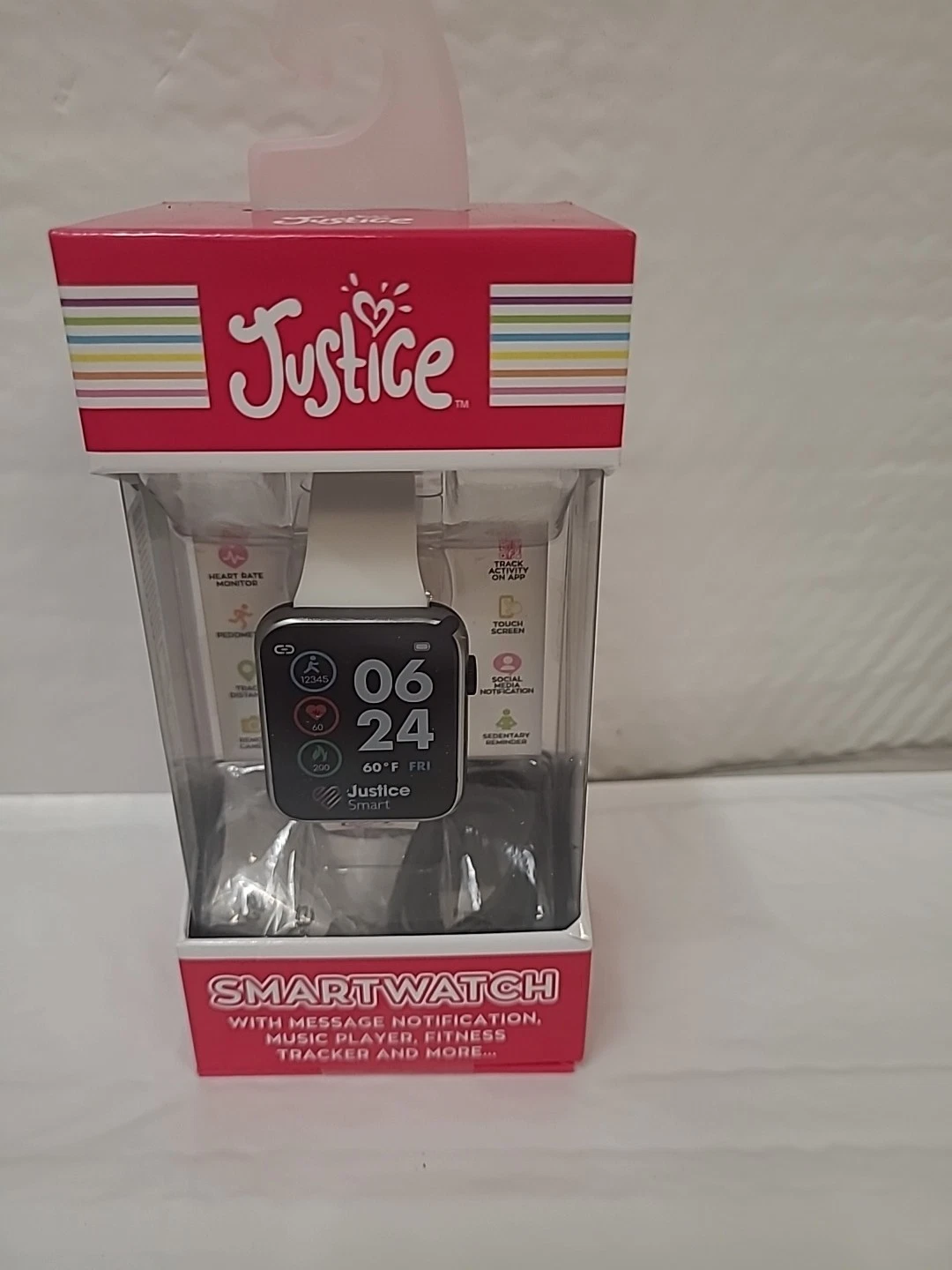 Justice Smart Watch 0625S White Touch Screen Fitness Tracker..more