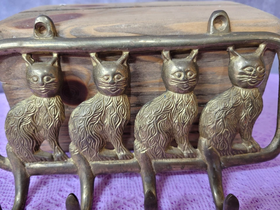 Gancho para colgar pared tela llave toalla taza latón vintage gato Foto 2 de 4