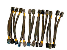 LOT 0F x8 sleeved 8 pin PCIE M to 2x 6 pin PCIE F 6-inch power adapter cable