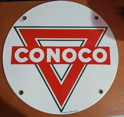 Vintage 1930's CONOCO  PORCELAIN TRUCK sign Original  11.25''  9 + Investment 