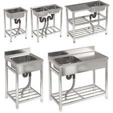 Commercial Kitchen Catering Stainless Steel Sink Single/Double Bowl Drainer Unit