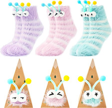 Fuzzy Socks for Women Girls Christmas Gifts 5 Pairs Socks Winter Slipper with Gr