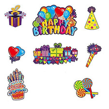 8 Pack Colorful Happy Birthday Yard Signs with Wooden Stakes