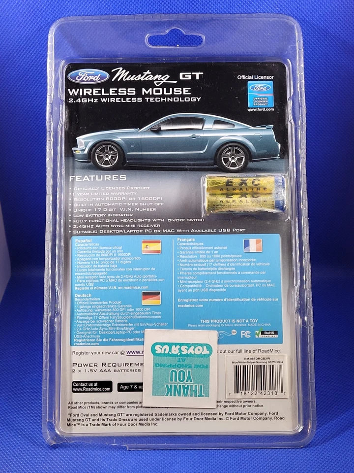 RARE The Original Road Mice FORD MUSTANG GT Wireless Computer Mouse Blue HTF - Image 3 of 4