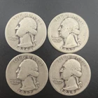 Lot of 4 Washington Silver Quarter Various Dates 1936 1937 1937d 1939