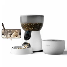 Smart Automatic Cat Feeder and Water Fountain, 4L Pet Feeder Cat Food Dispens...