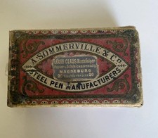 Antike Pappschachtel Sommerville & Co Schachtel Schatulle Karton Box Steel Pen