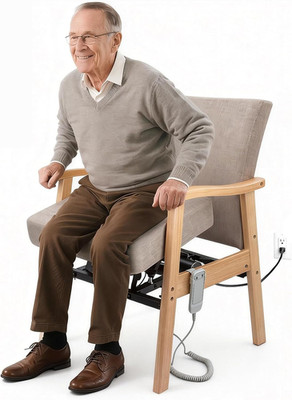 Power Lift Chair for Elderly - Solid Wood Sit to Stand Chair with Reinforced Ste