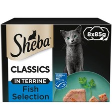 32 x 85g Sheba Classics Adult Wet Cat Food Trays Salmon in Terrine BB-Jan26 3.97 per kilo