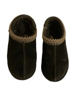 UGG Tasman Slippers Embroidered Top Black Suede Women  s Size 7 Comfy