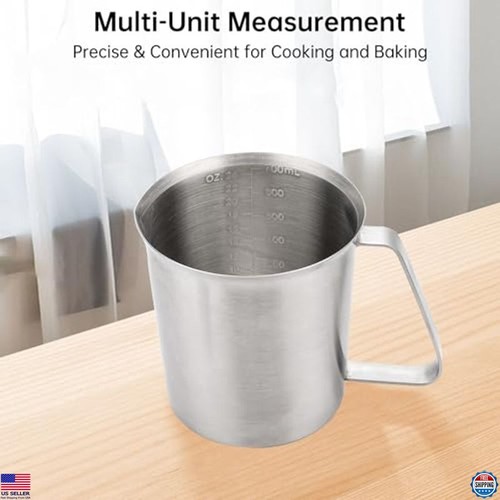 Unzerbrechlicher Edelstahl 3 Tassen Messbecher mit Griff - Dual ML/Oz Markierungen - Bild 3 von 7