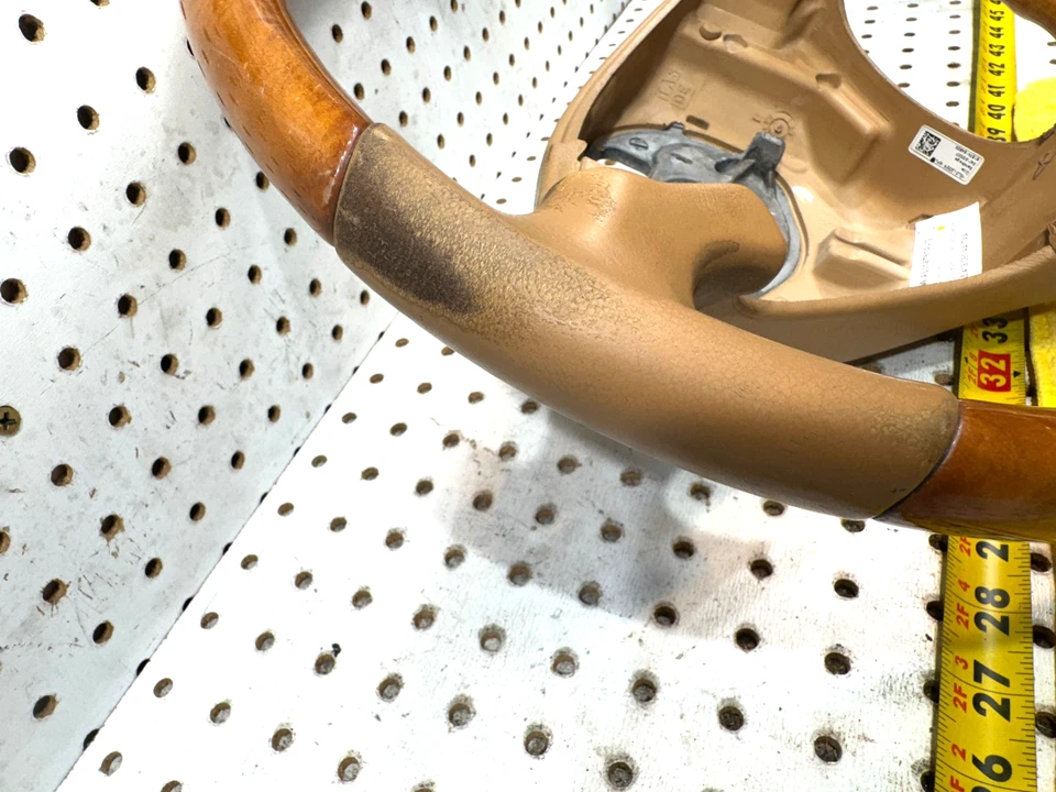 OEM Porsche 03-10 Cayenne Madera Oliva Beige Arena Cuero Volante 1 Volante, Sin Bolsa Foto 3 de 4