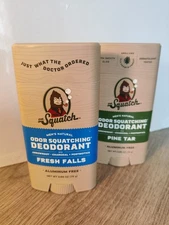 Dr. Squatch 2 Pack Mens Deodorant Pine Tar & Fresh Falls,  Natural,Aluminum Free