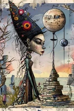 Mystical Witch Art Print - Fantasy Surreal Decor 4x6 UR100209