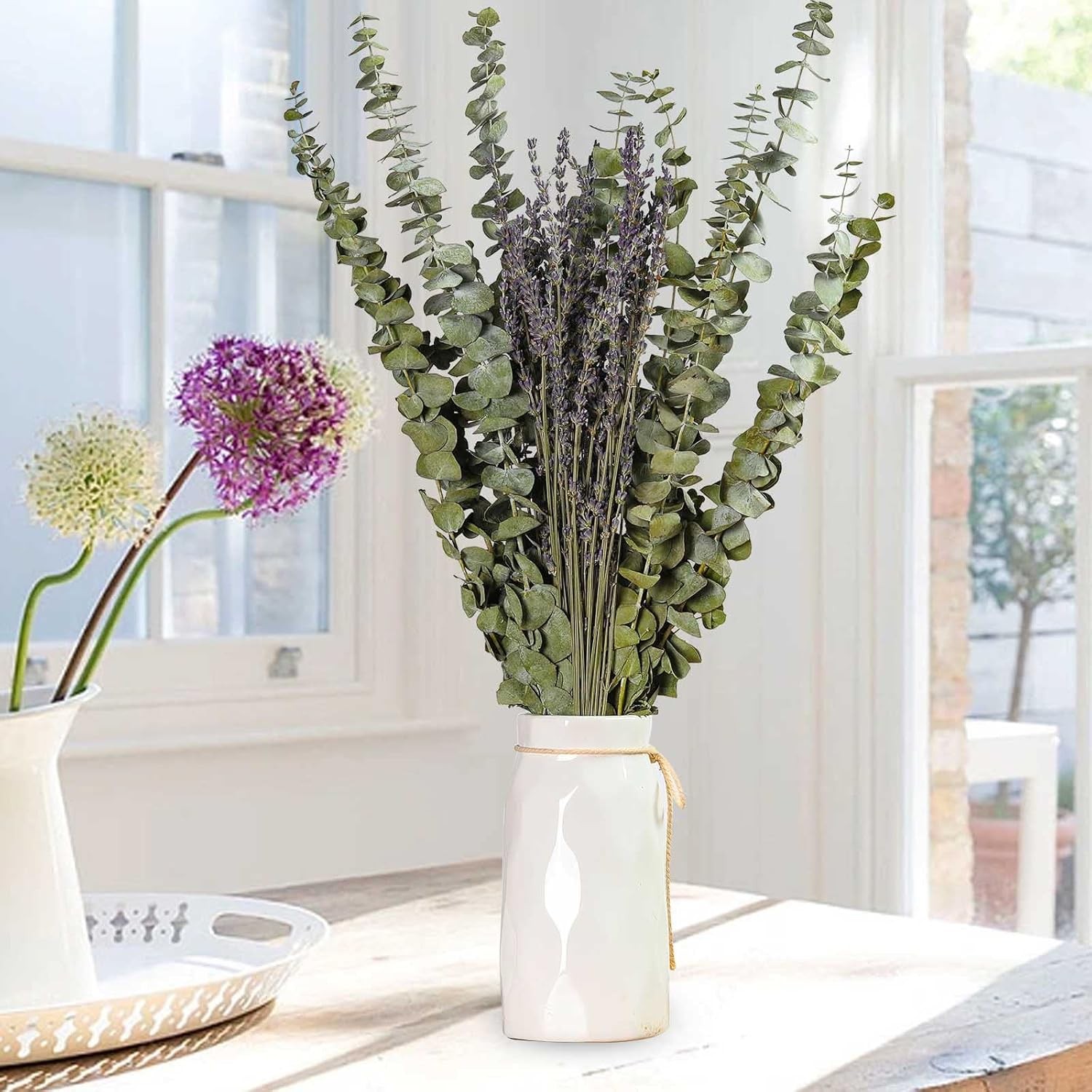 17″ 115Pcs Dried Eucalyptus Flower Lavender Mix Bouquet for Shower Home Decor