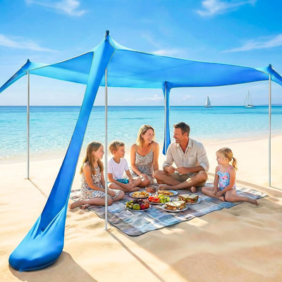 Beach Tent Canopy UPF50+ Protection, 10X10Ft Beach Shade Sun Shelter Pop up with
